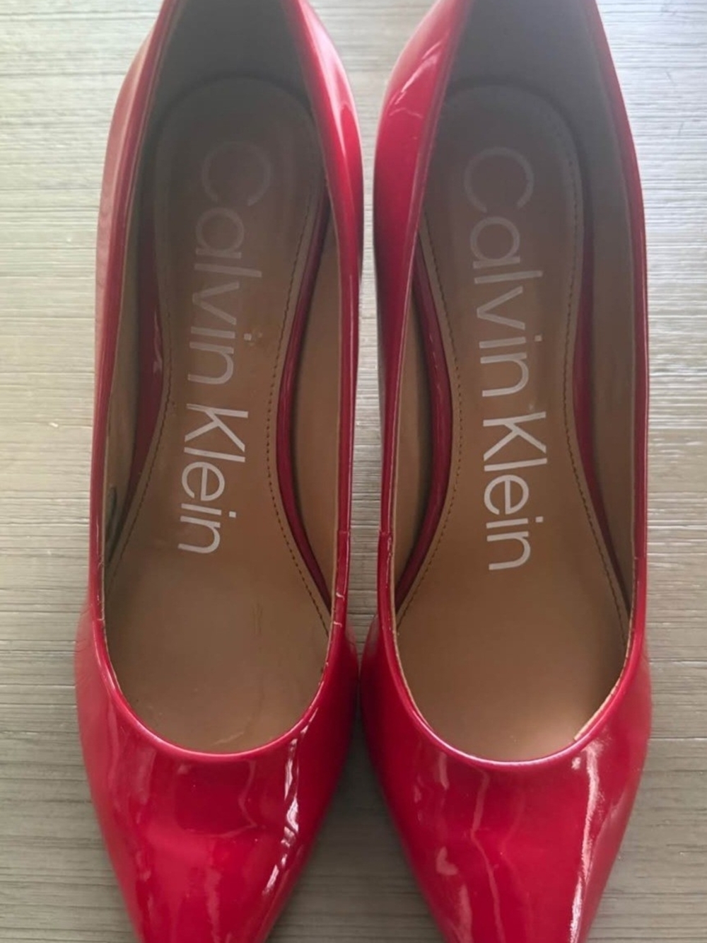 Calvin Klein Red Patent Pointed Toe Pumps